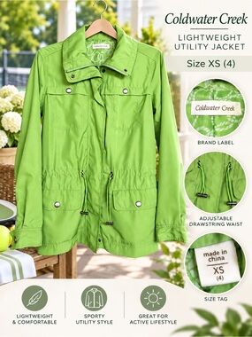 Coldwater Creek Lime Green Lightweight Utility Jacket